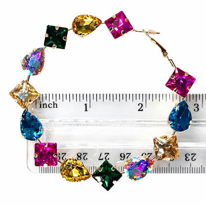 Crystal Hoops Side Mount color Jewels