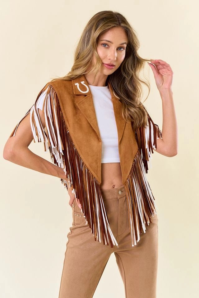 Two-Step Horseshoe Fringe Shrug