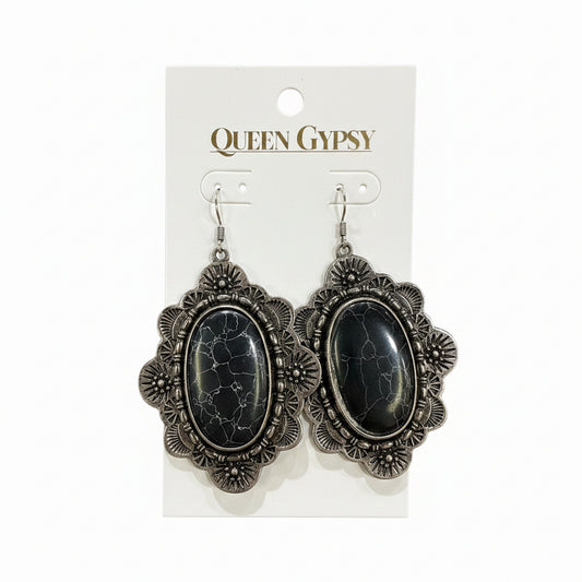 Western flower Conch stone dangle earring