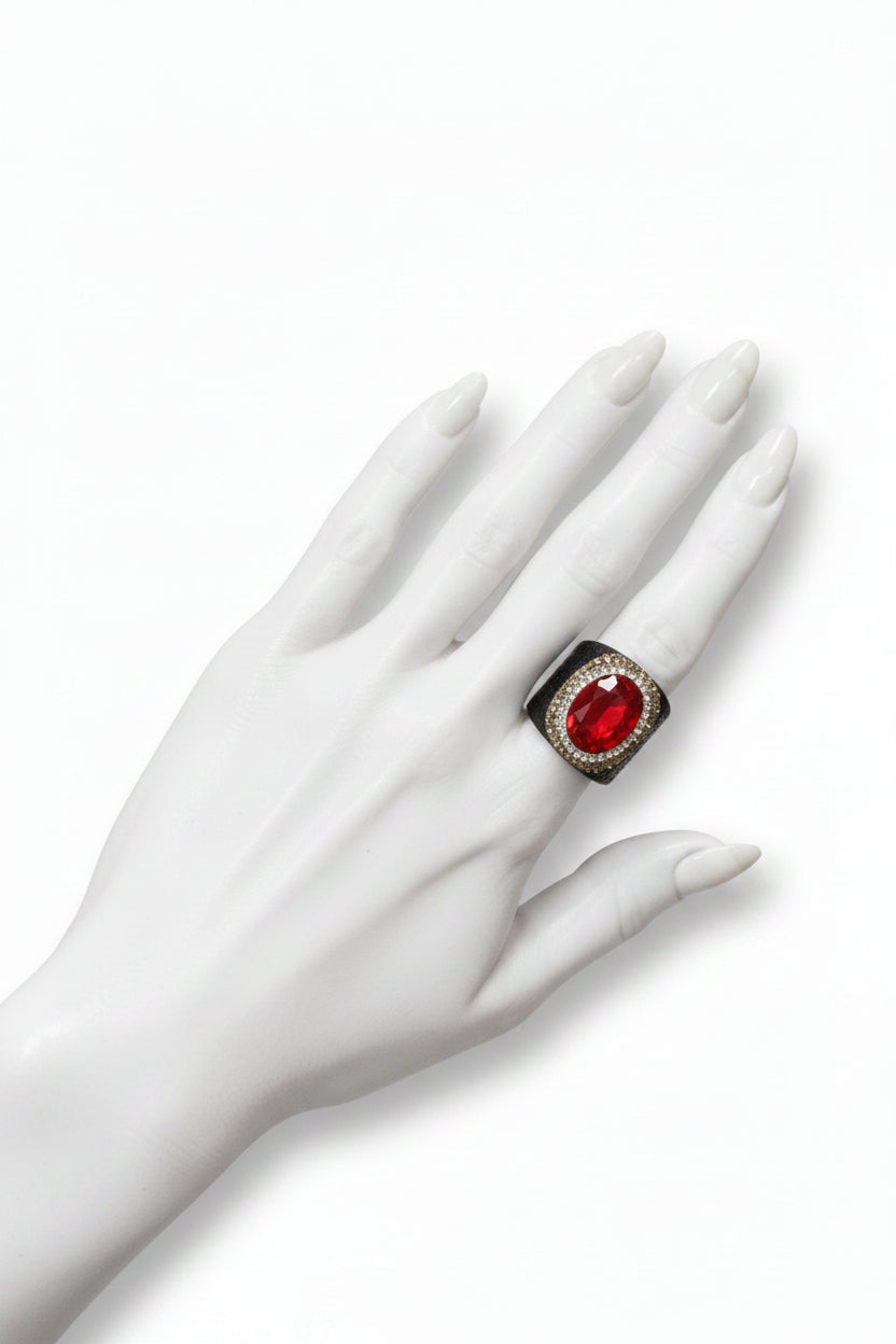 Pave’ Snakeskin Adjustable Gemstone Ring