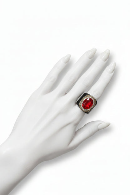 Pave’ Snakeskin Adjustable Gemstone Ring