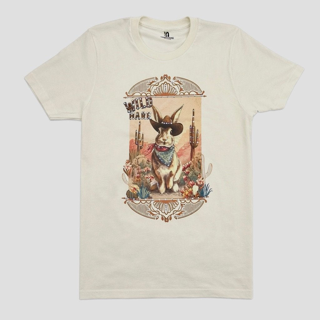 Wild Hare Cowboy T-Shirt on Natural with Crystals