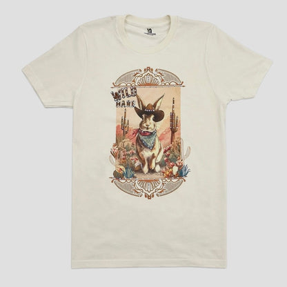 Wild Hare Cowboy T-Shirt on Natural with Crystals