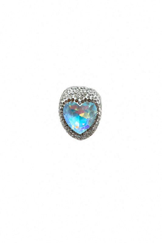 Hammered Silver AB Heart Ring