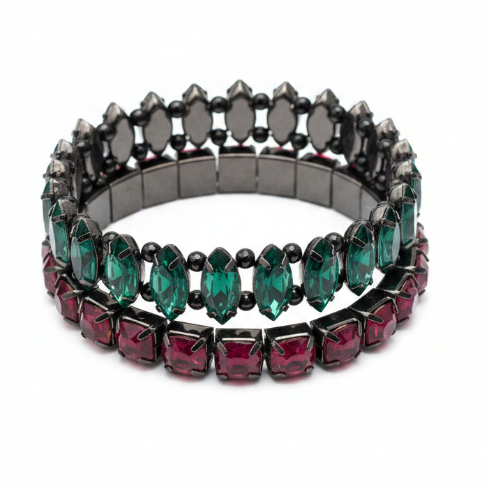 Double black crystal bracelet sets