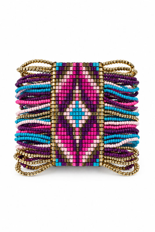 Aztec Seed Bead Stretch Bracelet