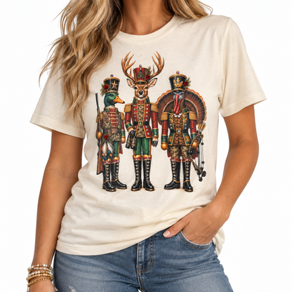 Holiday Hunt Club T-shirt on Natural with Crystals
