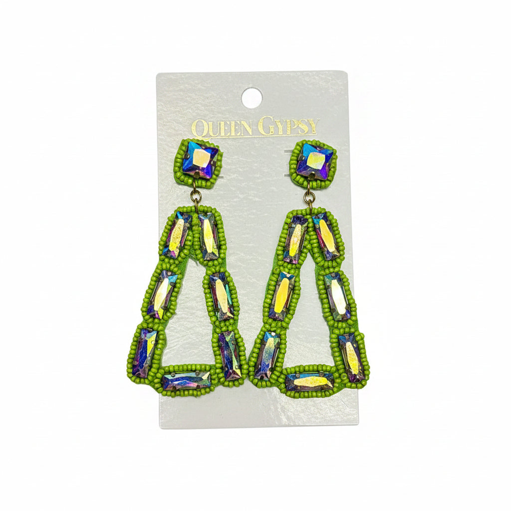 Triangle Conch seed bead earrings