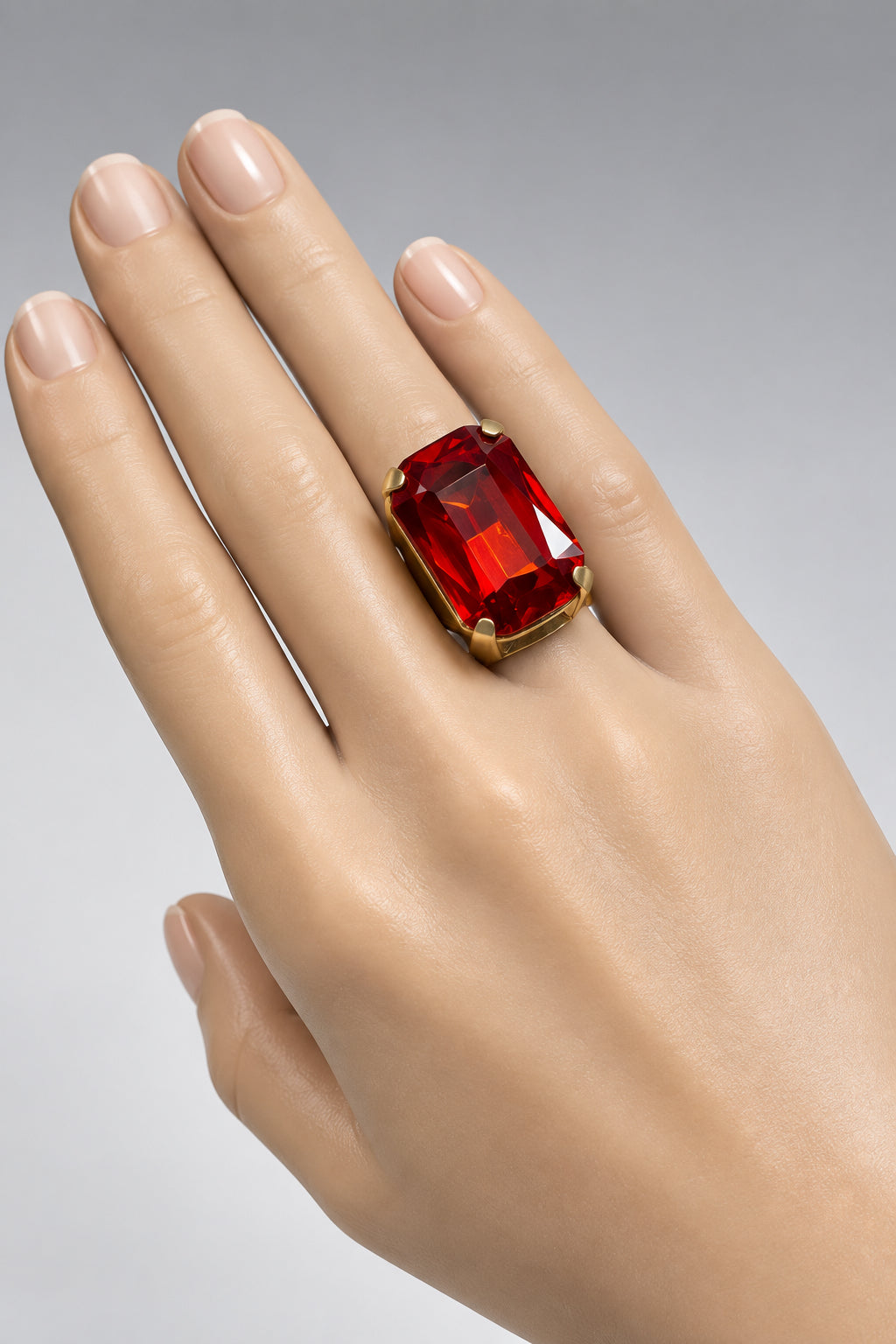 Hammered LG Emerald Cut Ring