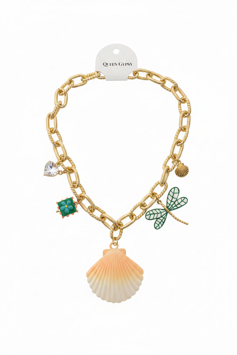 Golden Shore Charm Necklace