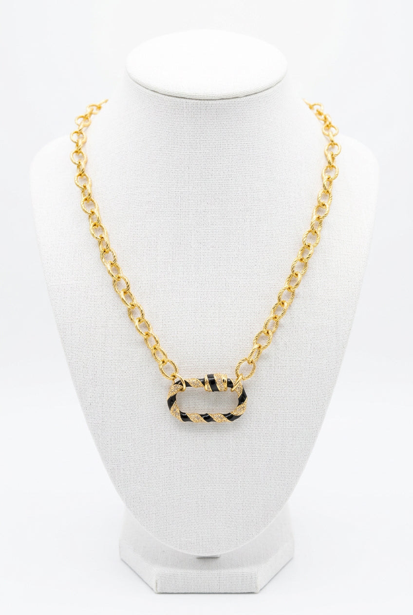 Gold Crystal Carabiner Necklace