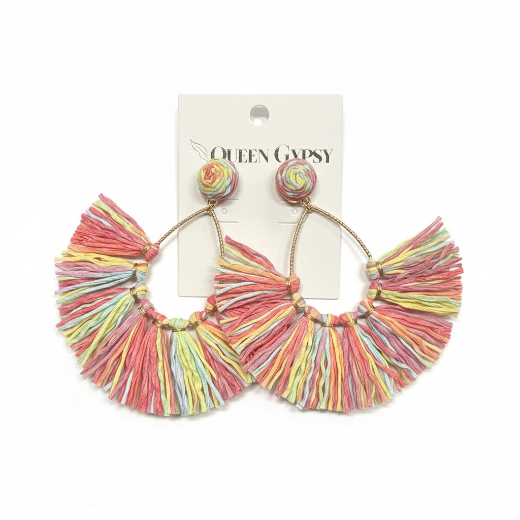 Coastal Fringe Raffia Earrings