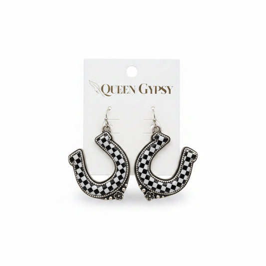 Checkerboard Horseshoe earrings