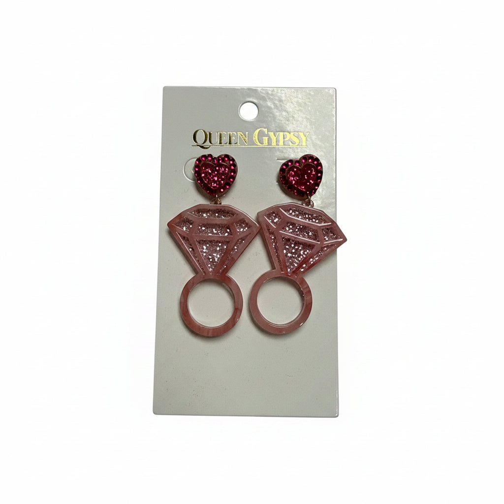 Love diamond acrylic earring
