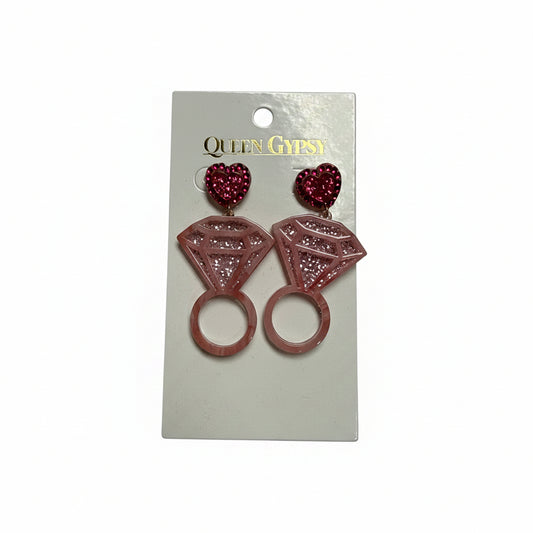 Love diamond acrylic earring