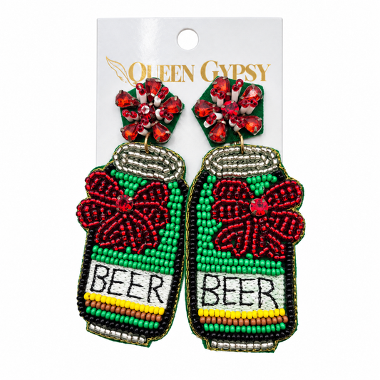 Christmas Cheer Beer Beaded Earrings
