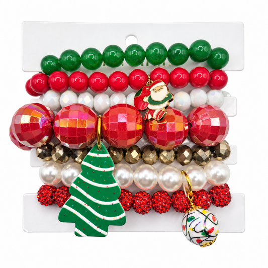 Santa’s Tree & Tinsel Tangle Bracelet Stack