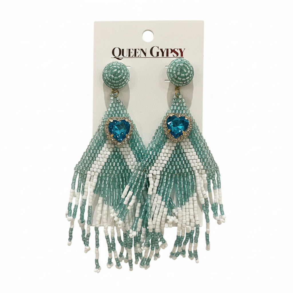 Beaded Chevron Crystal earrings
