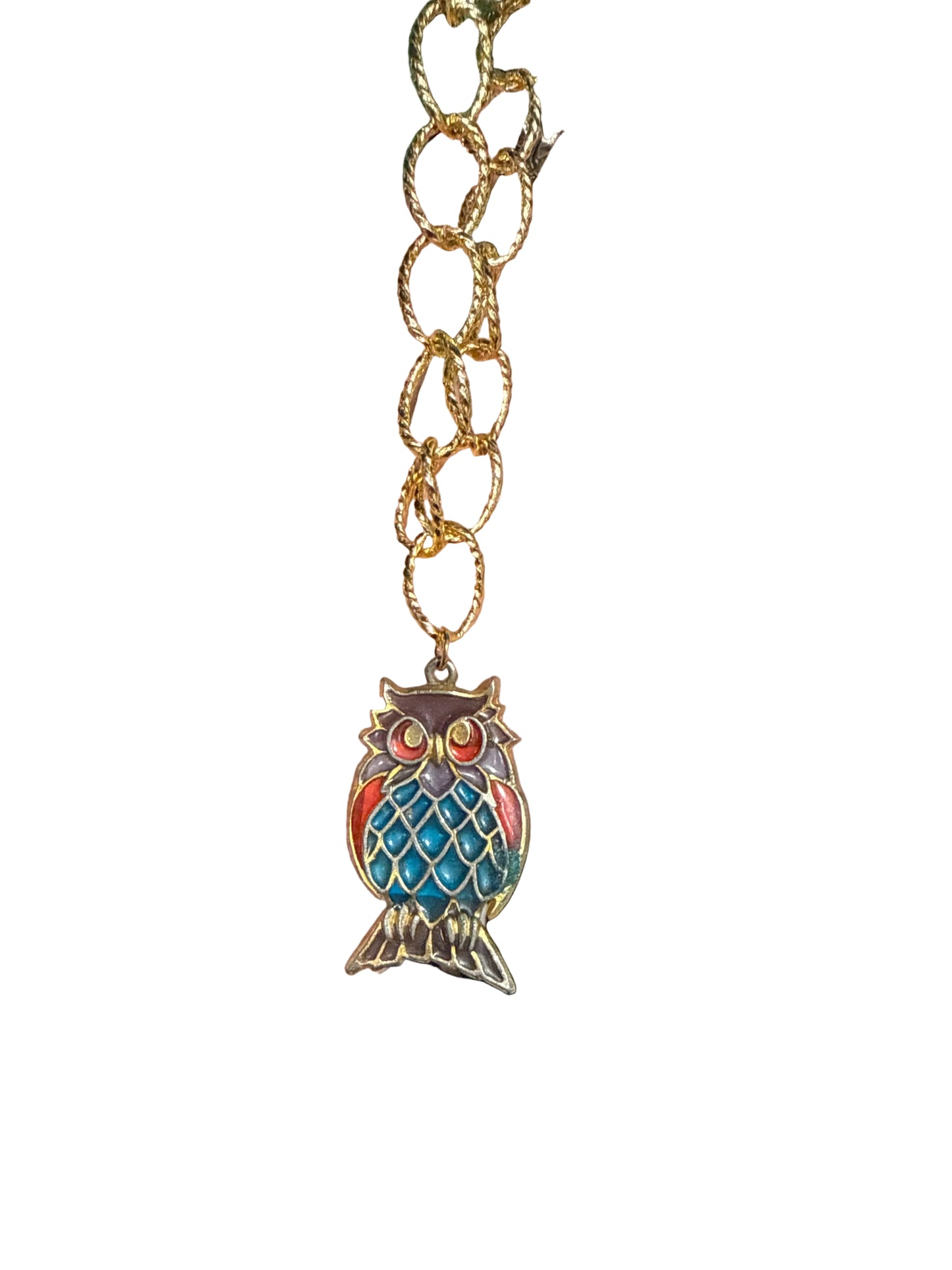 Vintage metal/enamel Owl necklace