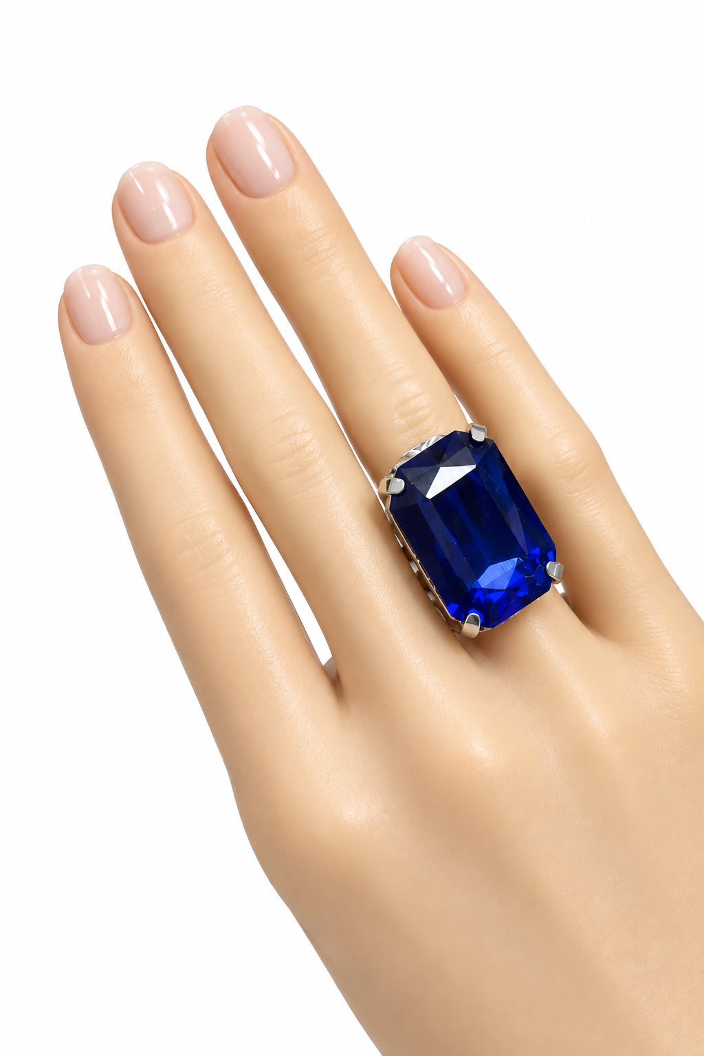 Hammered LG Emerald Cut Ring
