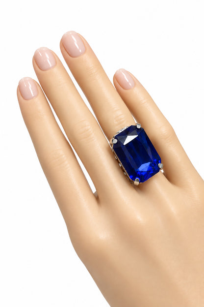 Hammered LG Emerald Cut Ring