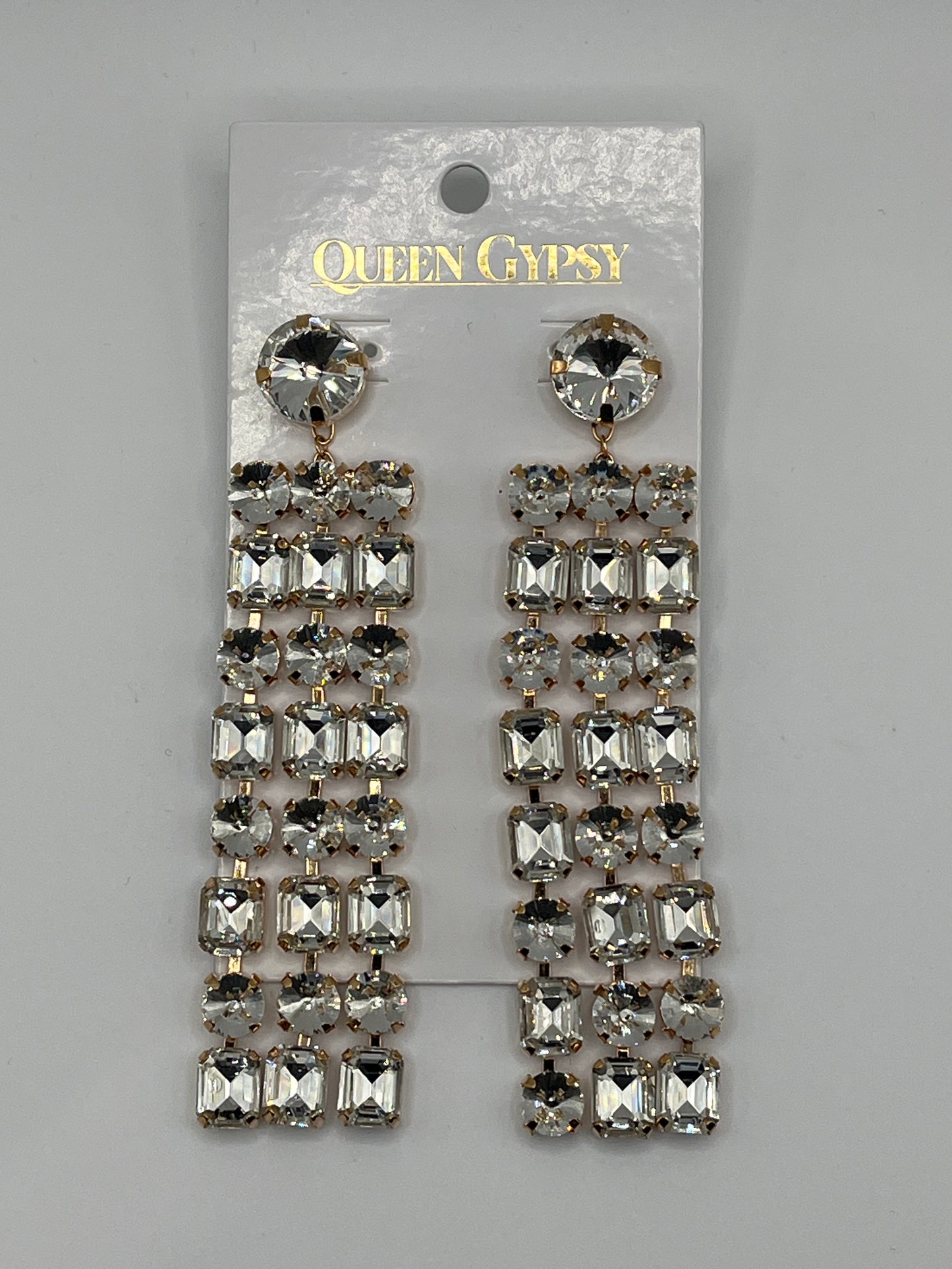 Rhinestone Chandlier 3 row earrings