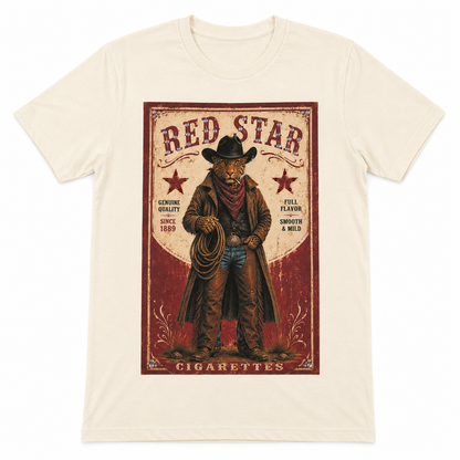Red Star Cowboy T-Shirt on Natural with Crystals