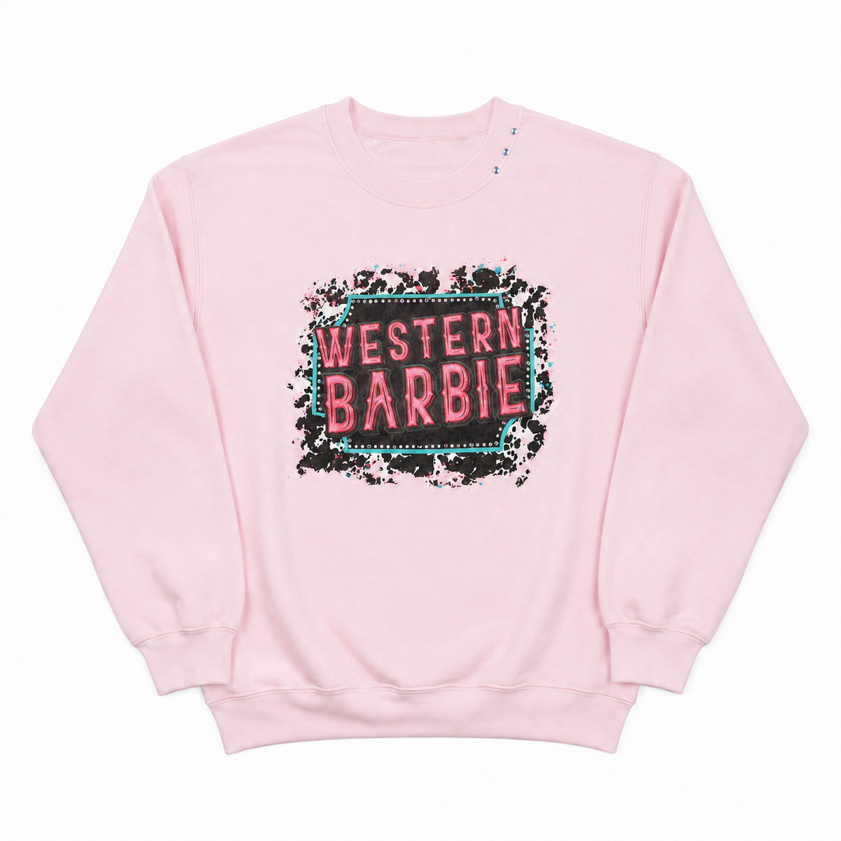 Western Barbie Sweatshirt on Pink with Crystals