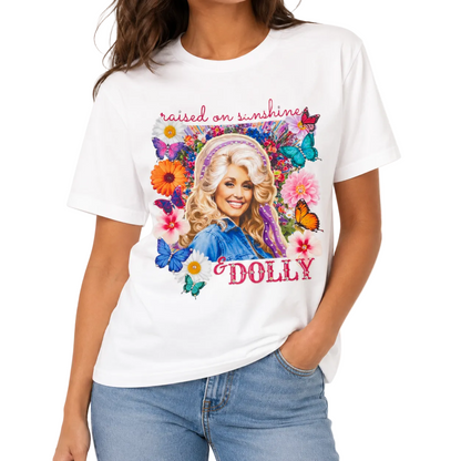 Raised on Sunshine T-Shirt on White with Crystals