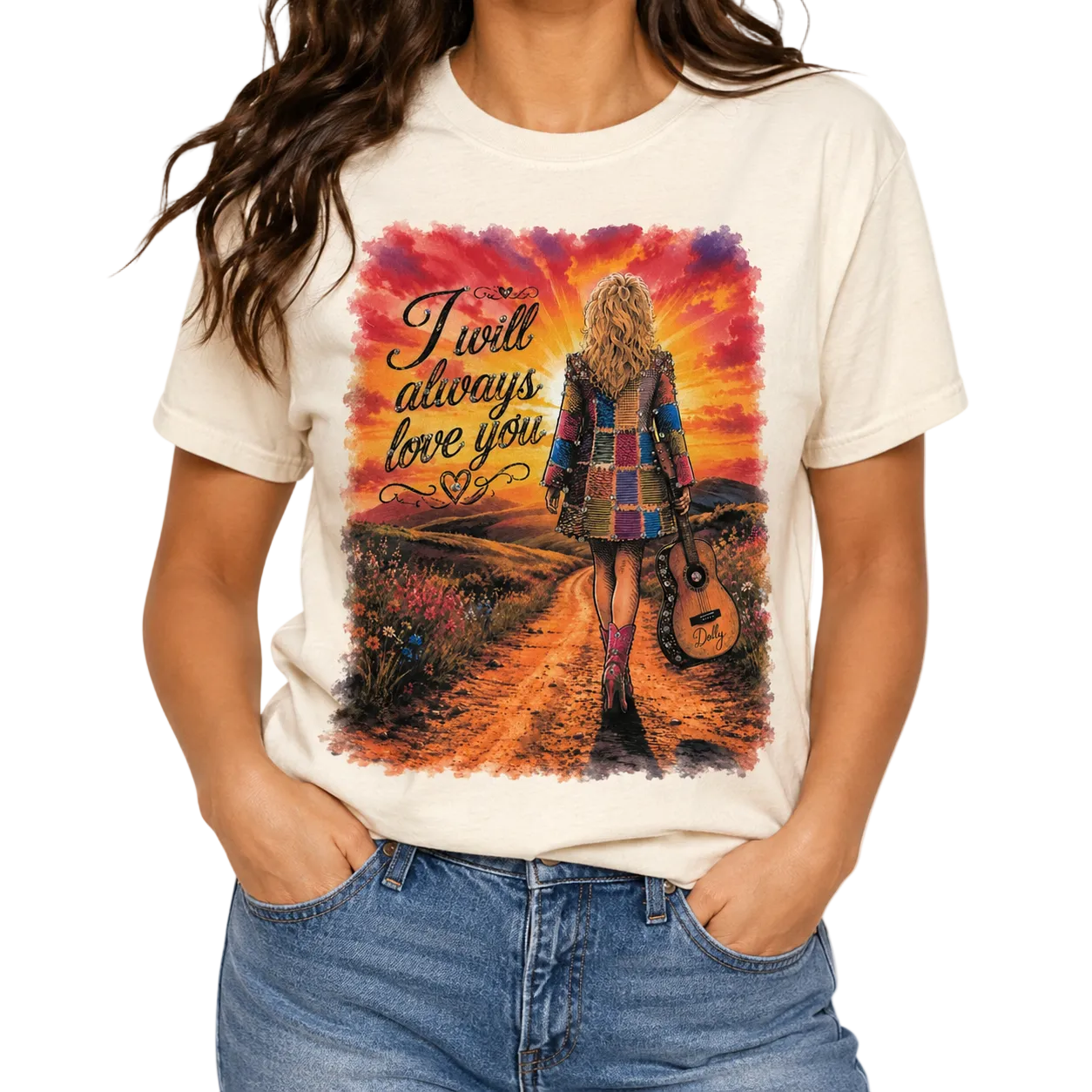 Going Home T-shirt on Natural with Crystals