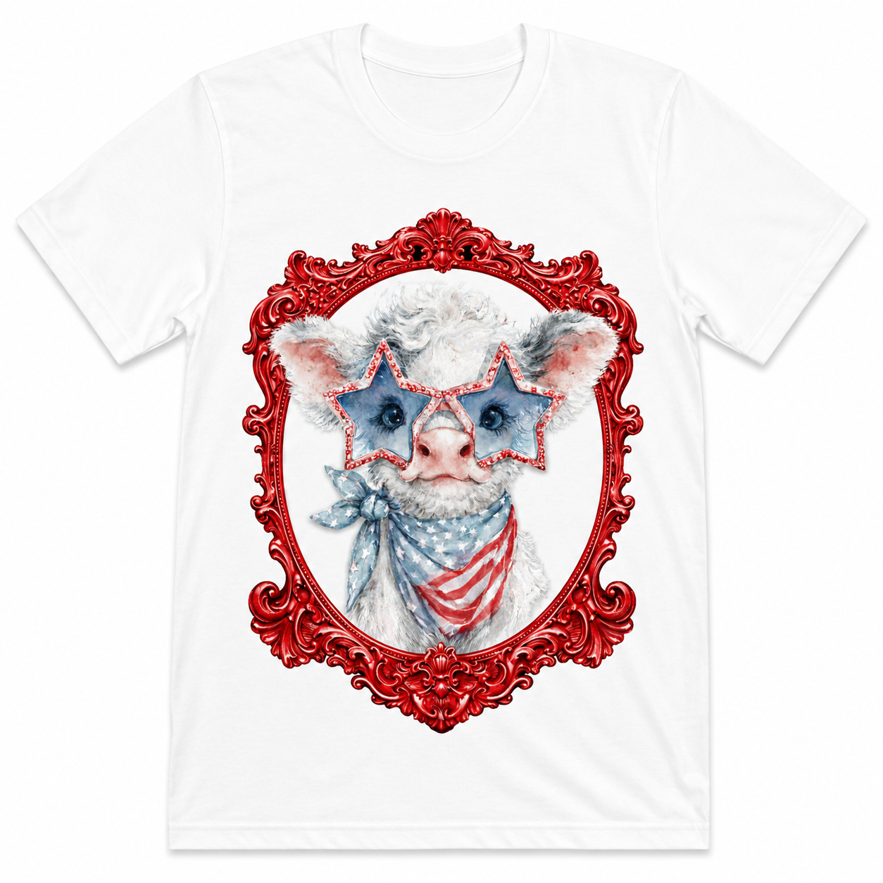 Liberty Belle T-Shirt on White with Crystals