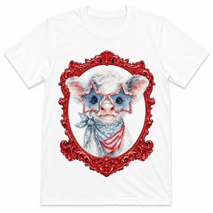 Liberty Belle T-Shirt on White with Crystals
