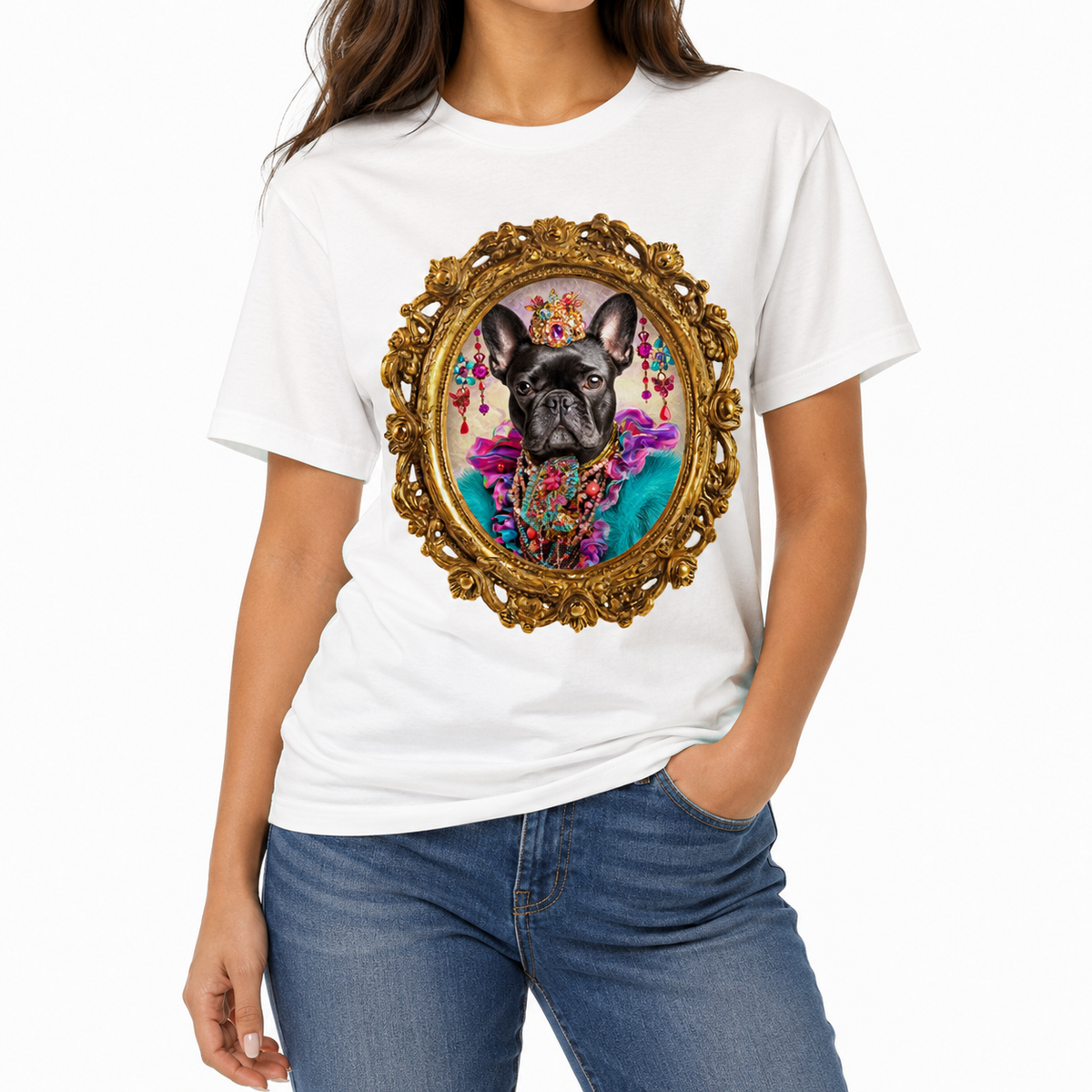 Frenchie Royale T-Shirt on White