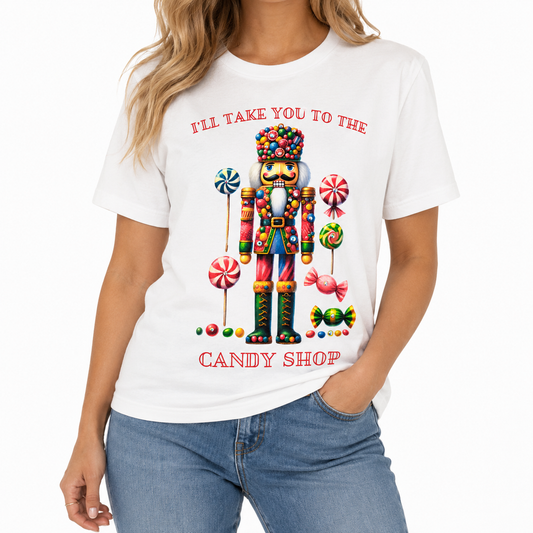 Candy Shop T-Shirt on White with Crystals