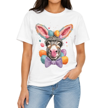 Bad Ass Bunny T-Shirt on White with Crystals