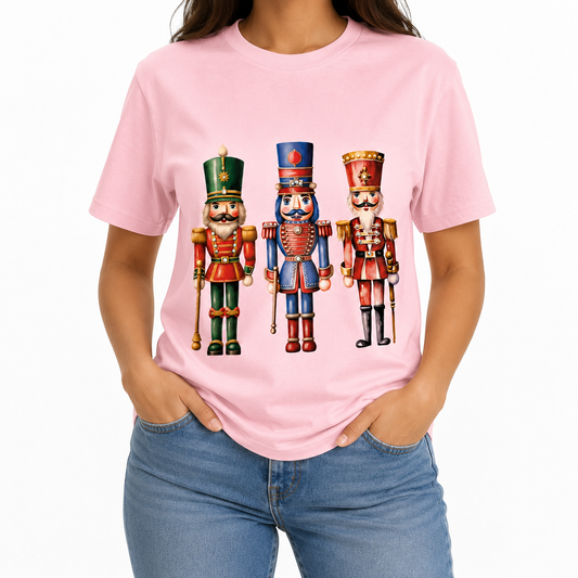 Pink Traditional Nutcracker T-Shirt on Pink with Crystals