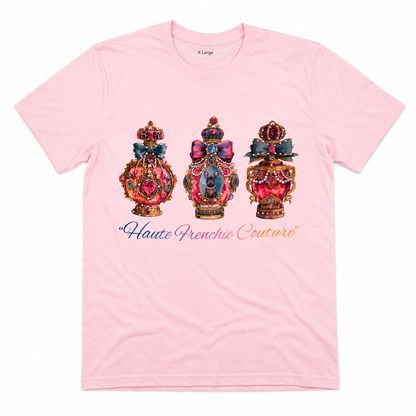 Haute Frenchie Coutre T-Shirt on Pink with Crystals