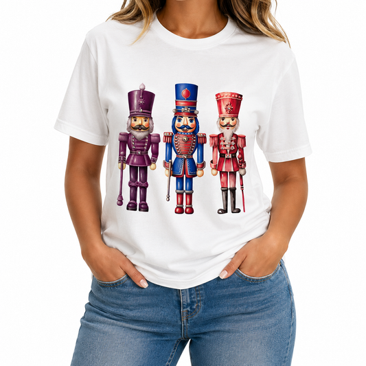 Pink Pastel Nutcracker T-Shirt on White with Crystals