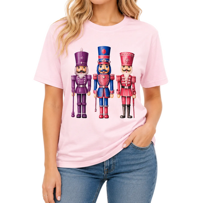 Pink Pastel Nutcracker T-Shirt on Pink with Crystals