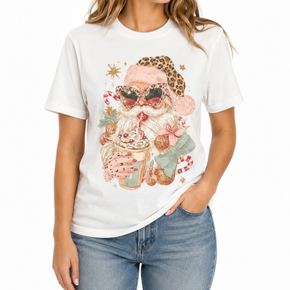 Sassy Santa T-shirt on White with Crystals