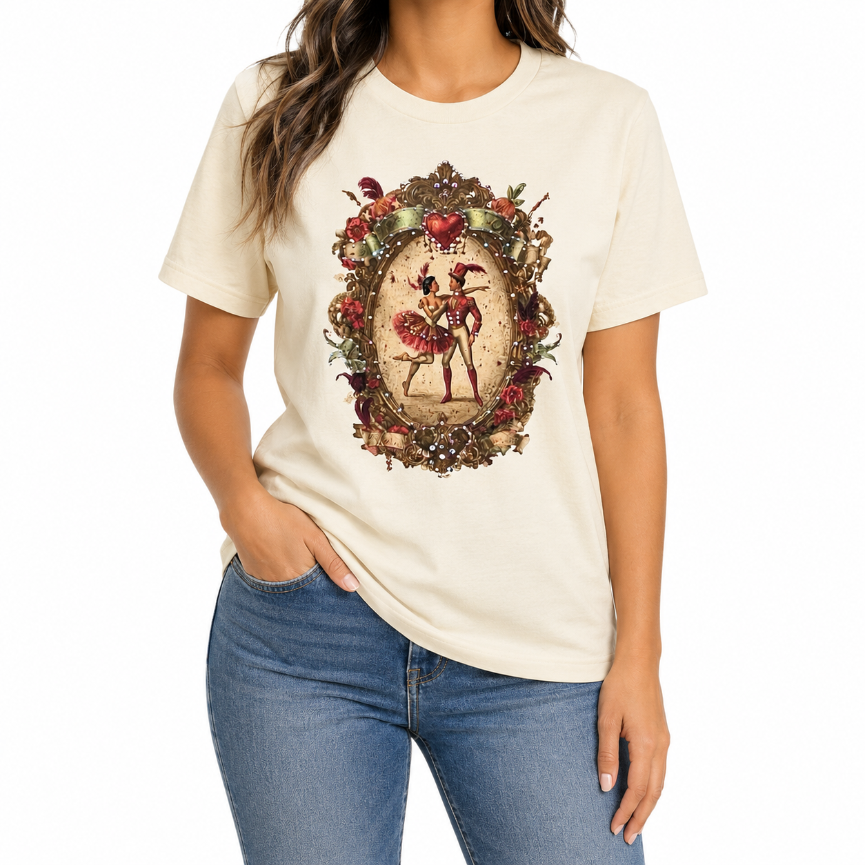 Circus Lovers T-Shirt on Natural with Crystals