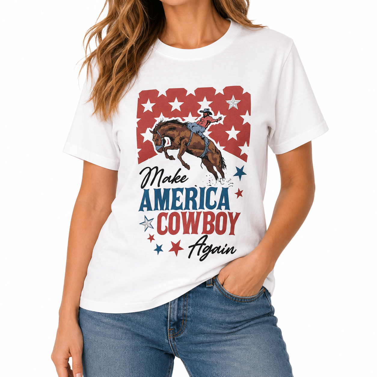 Make America Cowboy T-Shirt on White