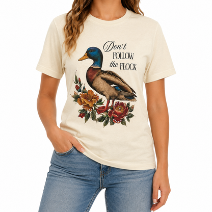 Don't Follow the Flock T-Shirt on Natural with Crystals