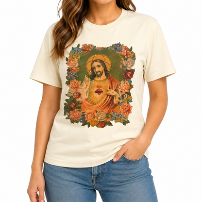Jesus T-Shirt on Natural with Crystals