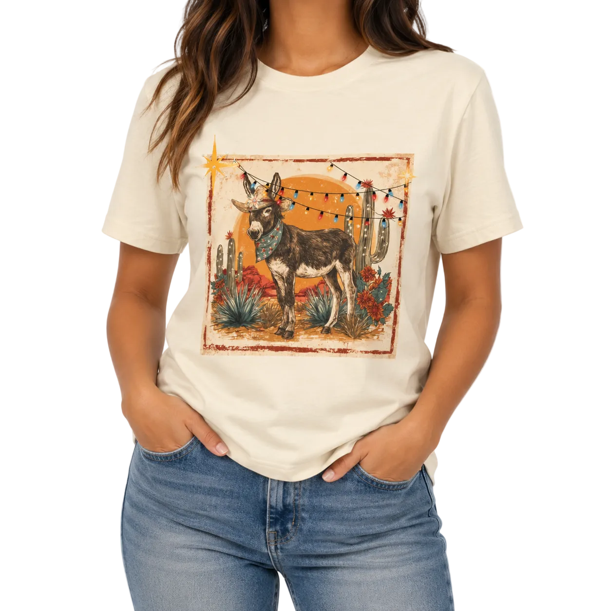 Christmas Donkey T-Shirt on Natural