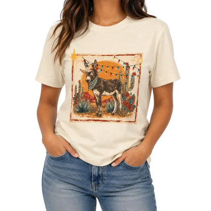 Christmas Donkey T-Shirt on Natural