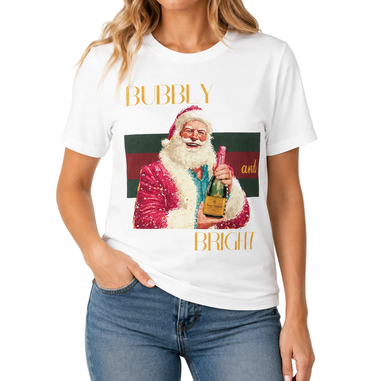 Bubbly and Bright T-Shirt on White with Crystals