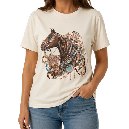 Showhorse T-Shirt on Natural with Crystals