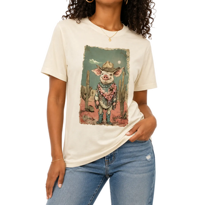 Boss Hog Pig T-shirt on natural with Crystals