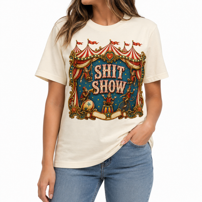 Shit Show Monkeys T-Shirt on Natural with Crystals
